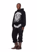 Sp5der-OG-Web-Hoodie-Black-Wear By a Boy Side View