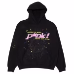 Sp5der-P*NK-Hoodie-Black Front