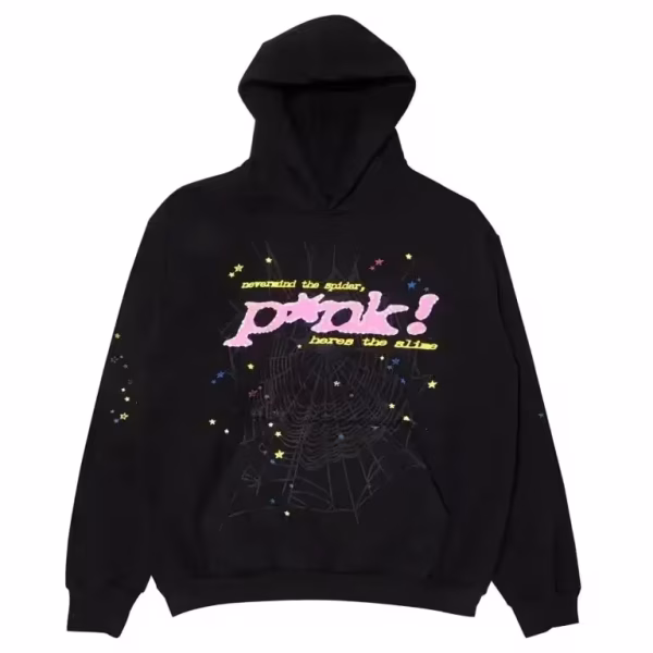 Sp5der-P*NK-Hoodie-Black Front