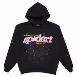 Sp5der-PNK-Hoodie-Black-V2 Front