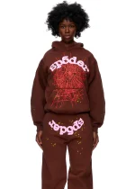 Sp5der-Web-Hoodie-Brown Front View