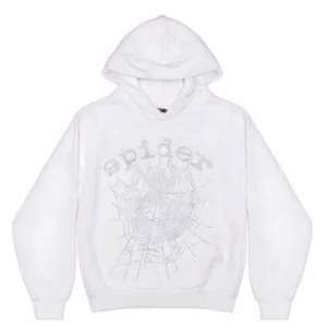 Sp5der OG Rhinestone Logo Hoodie White