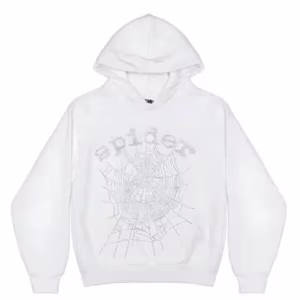 Sp5der OG Rhinestone Logo Hoodie White