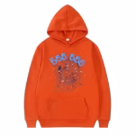 Sp5der 555555 Number Hoodie Men Orange