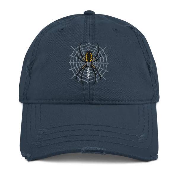 Spider and Web Embroidery Hat Navy