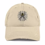 Spider and Web Embroidery Hat Khaki