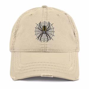 Spider and Web Embroidery Hat Khaki